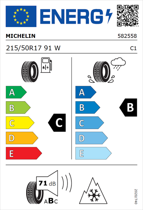 Tyre Label for Michelin CrossClimate 2 215/50R17 91W
