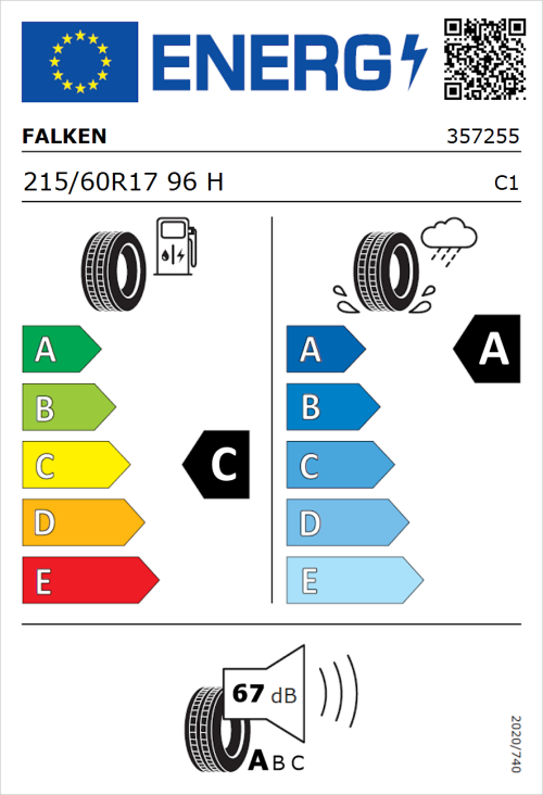 Tyre Label for Falken Ziex ZE320 215/60R17 96H